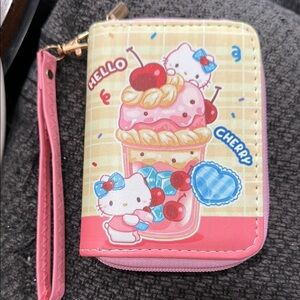 Sanrio Hello Kitty Cherry Pink Wallet Wristlet with Cherry Design